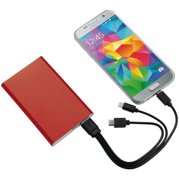 Powerbank mit Gravur / aus Metall / 4.000 mAH / Farbe: rot