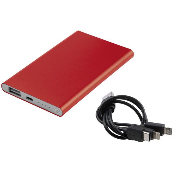 Powerbank mit Namensgravur - aus Metall - 4.000 mAH - Farbe: rot