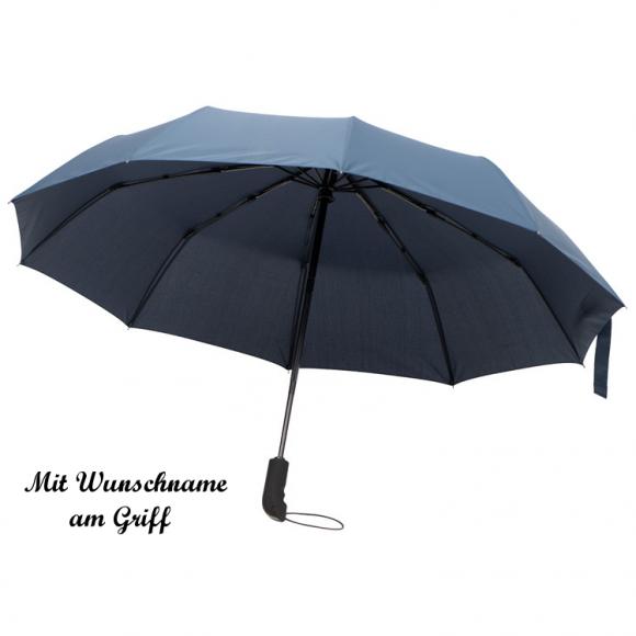 Regenschirm mit Namensgravur - Sturmsicherer Automatik Taschenschirm