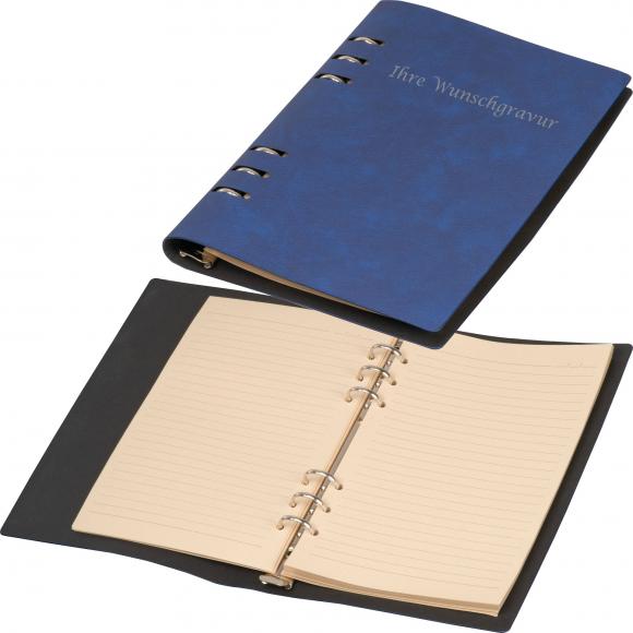 Ringbuch mit Gravur / DIN A5 / Notizbuch mit 200 Seiten / Farbe: dunkelblau