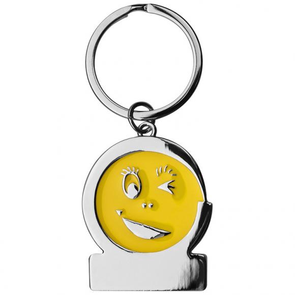 Schlüsselanhänger "Gesicht" mit Namensgravur - Farbe: gelb