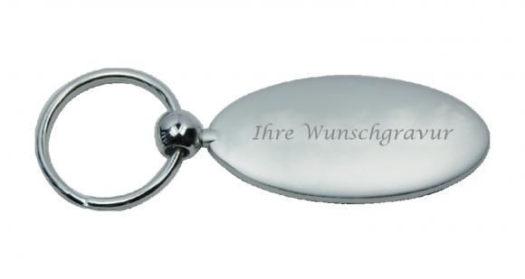 Schlüsselanhänger "oval" mit Gravur / aus stabilem Messing