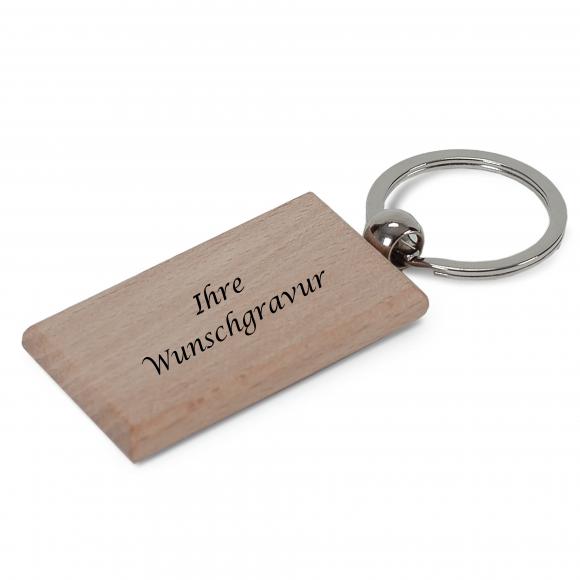 Schlüsselanhänger aus Holz mit Gravur / rechteckig