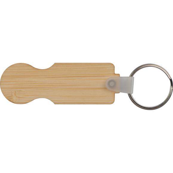 Schlüsselanhänger mit Gravur / aus Bambus / mit Einkaufswagenchip