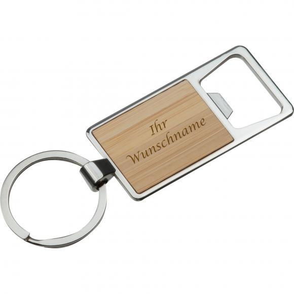 Schlüsselanhänger mit Gravur / mit Flaschenöffner / aus Bambus