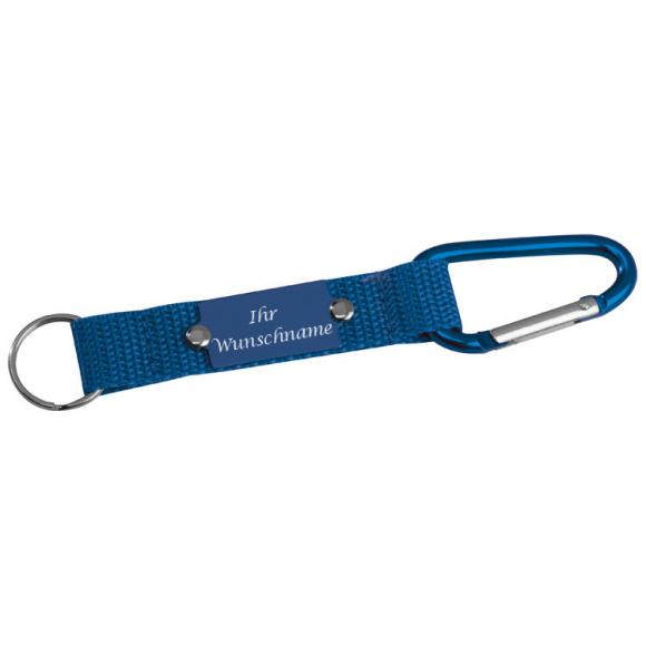 Schlüsselanhänger mit Gravur / mit Karabiner / Farbe: blau