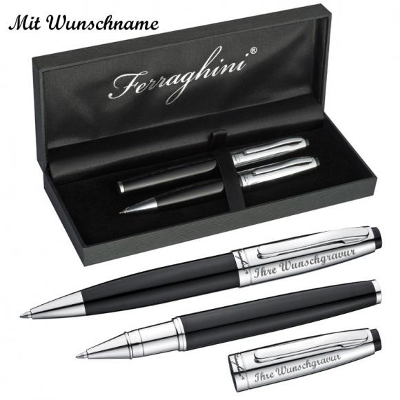Schreibset "Ferraghini " mit Namensgravur - Kugelschreiber + Rollerball
