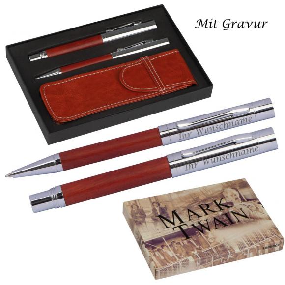 Schreibset mit Gravur / Kugelschreiber und Füllfederhalter / aus Metall