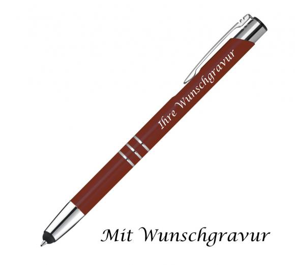 Schreibset mit Gravur / Touchpen Kugelschreiber + Druckbleistift / bordeaux