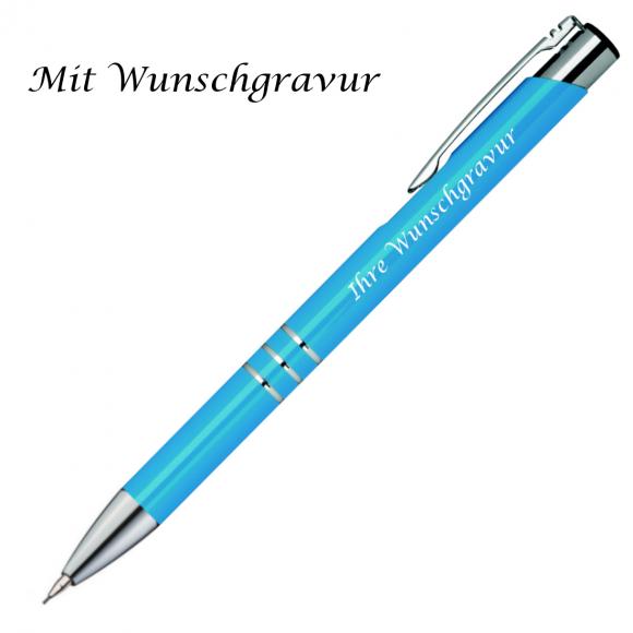 Schreibset mit Gravur / Touchpen Kugelschreiber + Druckbleistift / hellblau