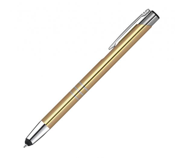 Schreibset mit Gravur / Touchpen Kugelschreiber + Kugelschreiber / Farbe: gold