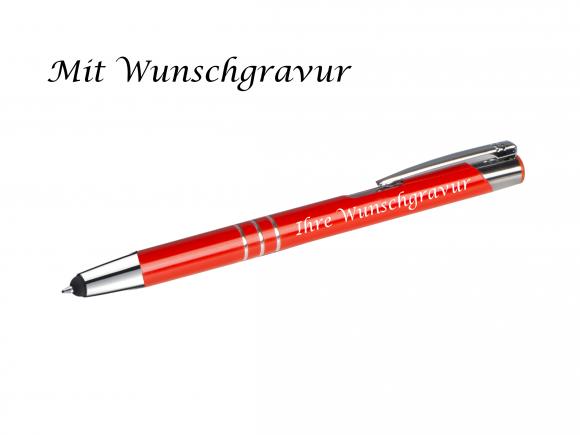 Schreibset mit Gravur / Touchpen Kugelschreiber + Kugelschreiber / mittelrot