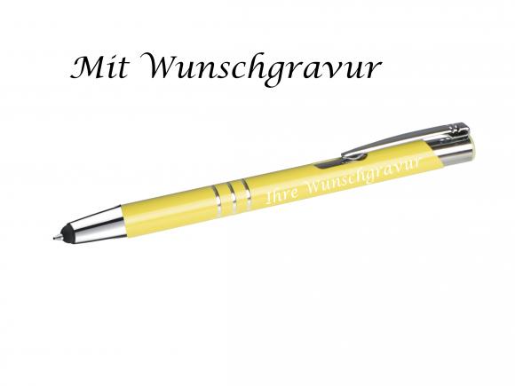 Schreibset mit Gravur / Touchpen Kugelschreiber + Kugelschreiber / pastell gelb