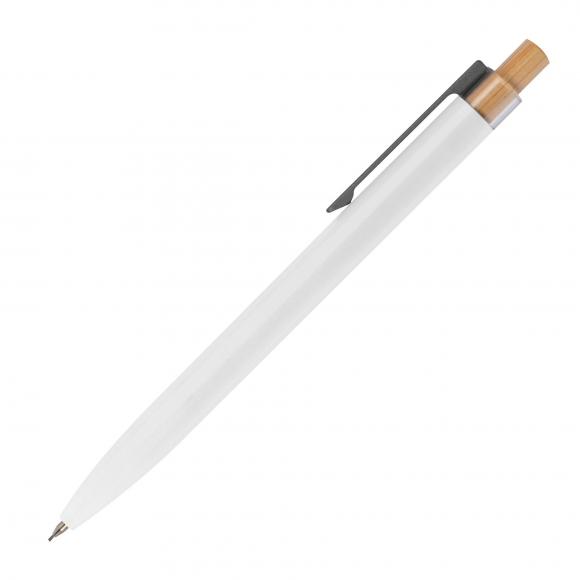 Schreibset mit Kugelschreiber und Druckbleistift aus Metall mit Gravur / weiß