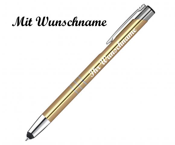 Schreibset mit Namensgravur - Touchpen Kugelschreiber + Druckbleistift - gold