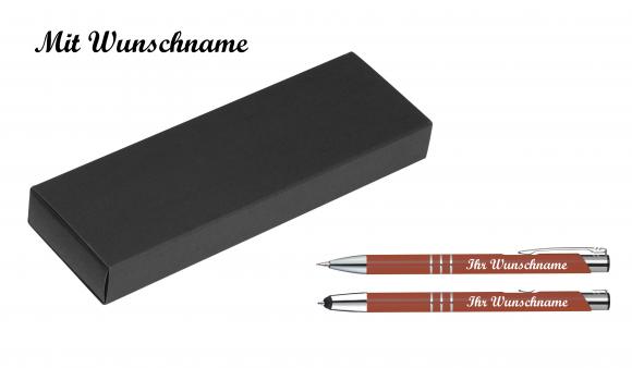 Schreibset mit Namensgravur - Touchpen Kugelschreiber + Druckbleistift - kupfer