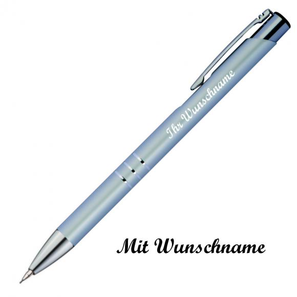 Schreibset mit Namensgravur - Touchpen Kugelschreiber + Druckbleistift - silber