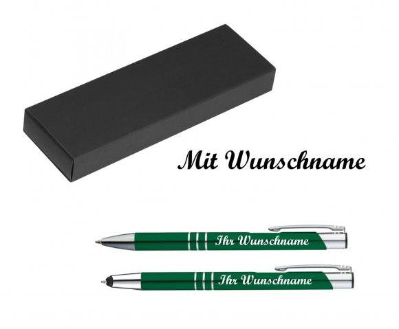 Schreibset mit Namensgravur - Touchpen Kugelschreiber + Kugelschreiber - grün