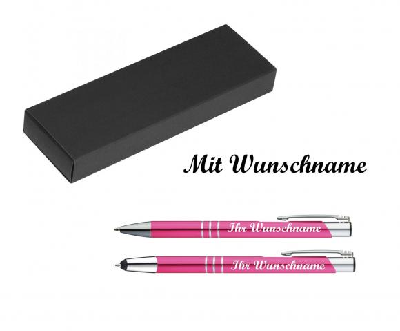 Schreibset mit Namensgravur - Touchpen Kugelschreiber + Kugelschreiber - pink