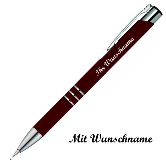 Schreibset mit Namensgravur - Touchpen Kugelschreiber+Druckbleistift - bordeaux