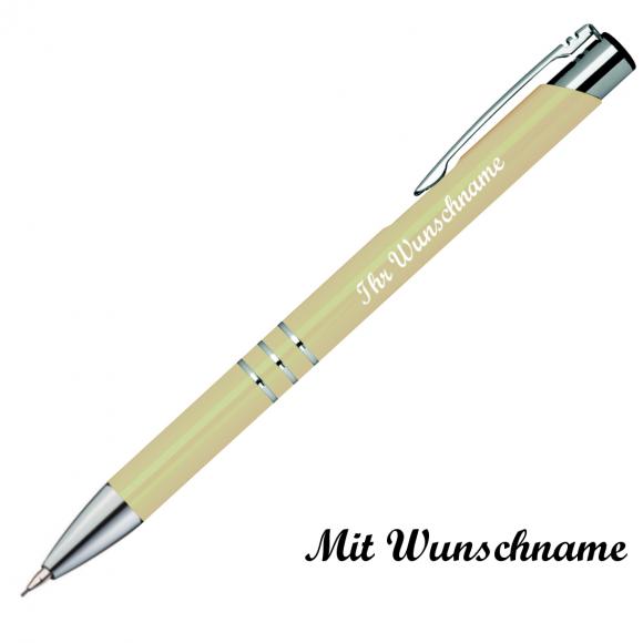 Schreibset mit Namensgravur - Touchpen Kugelschreiber+Druckbleistift - elfenbein