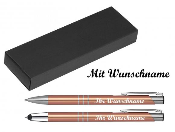 Schreibset mit Namensgravur - Touchpen Kugelschreiber+Kugelschreiber - roségold