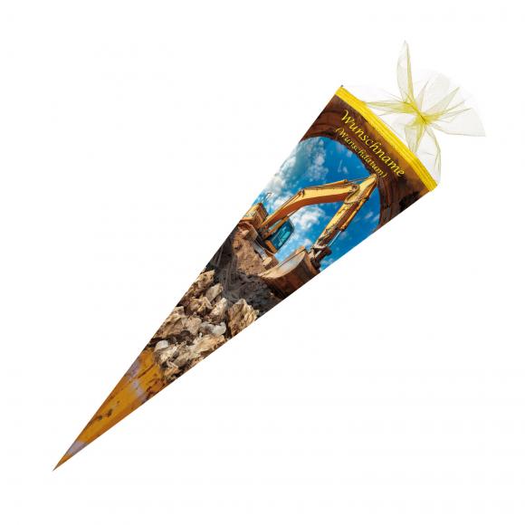 Schultüte mit Gravur / Zuckertüte / 85cm / eckig / "Bagger"