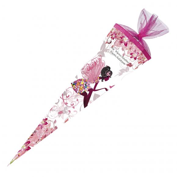 Schultüte mit Gravur / Zuckertüte / 85cm / eckig / "Blumenfee"