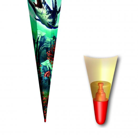 Schultüte mit Gravur / Zuckertüte / 85cm / eckig / "Dino Mosasaurus"
