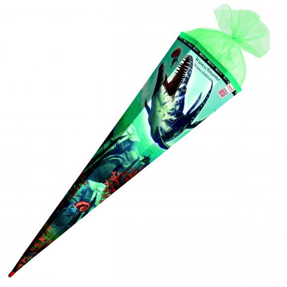 Schultüte mit Gravur / Zuckertüte / 85cm / eckig / "Dino Mosasaurus"