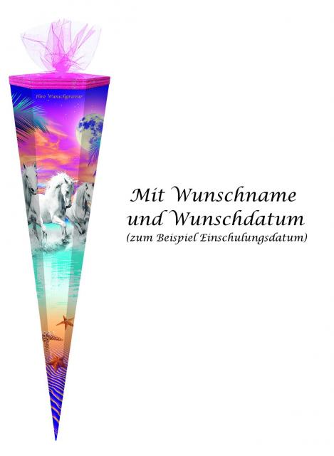 Schultüte mit Gravur / Zuckertüte / 85cm / eckig / "Pferde"