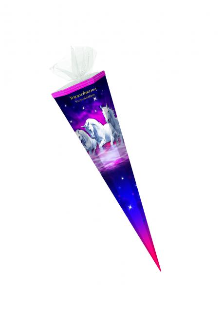 Schultüte mit Gravur / Zuckertüte / 85cm / eckig / "Pferde"