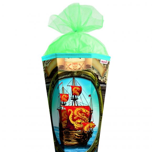 Schultüte mit Gravur / Zuckertüte / 85cm / eckig / "Piratenschiff"