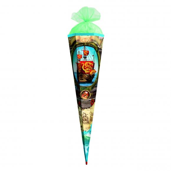 Schultüte mit Gravur / Zuckertüte / 85cm / eckig / "Piratenschiff"