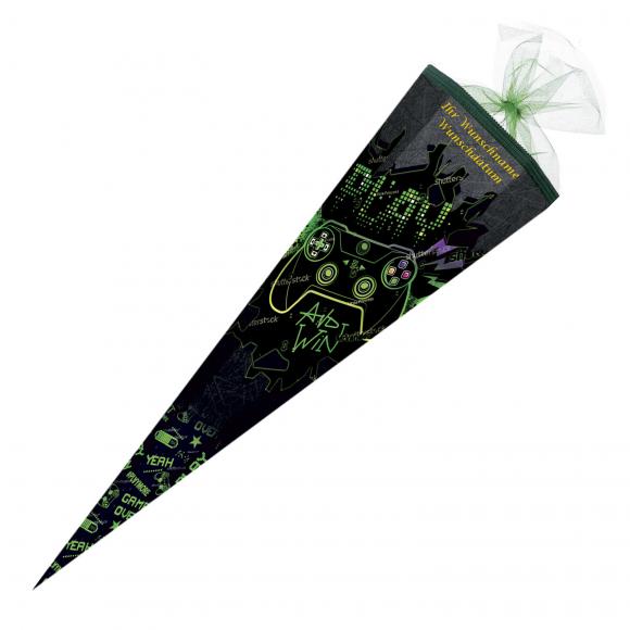 Schultüte mit Gravur / Zuckertüte / 85cm / eckig / "Play & Win"