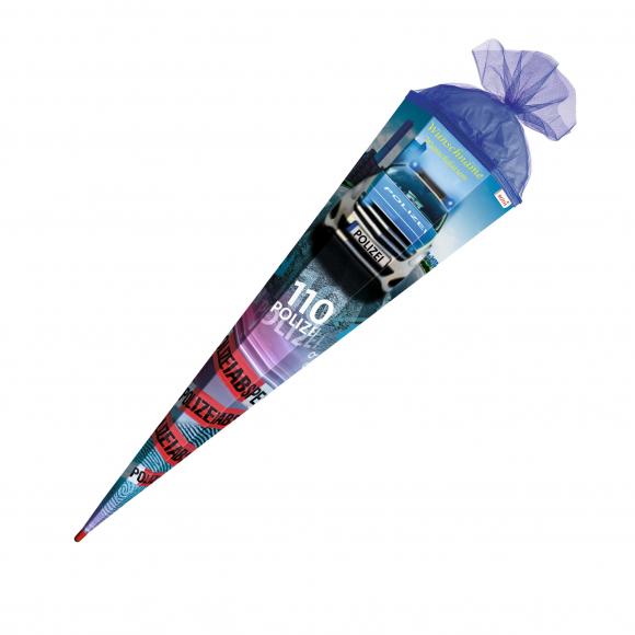 Schultüte mit Gravur / Zuckertüte / 85cm / eckig / "Polizei 110"