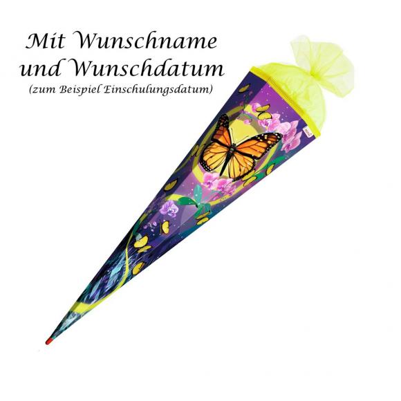 Schultüte mit Gravur / Zuckertüte / 85cm / eckig / "Schmetterling"