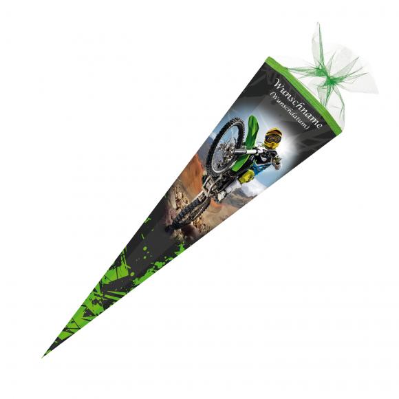 Schultüte mit Gravur / Zuckertüte / 85cm / eckig / "Wheelie"