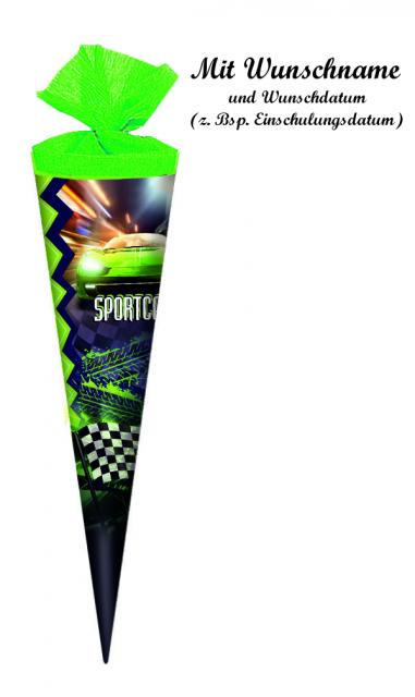 Schultüte mit Namensgravur - Zuckertüte - 35cm - rund - "Sportcar"