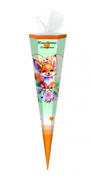 Schultüte mit Namensgravur - Zuckertüte - 85cm - eckig - "Fuchs"