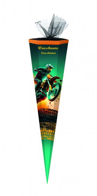 Schultüte mit Namensgravur - Zuckertüte - 85cm - eckig - "Motocross"