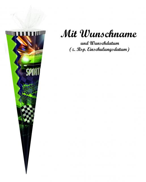 Schultüte mit Namensgravur - Zuckertüte - 85cm - eckig - "Sportcar"