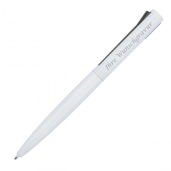 Semi Gel-Kugelschreiber aus Metall mit Gravur / Farbe: weiß
