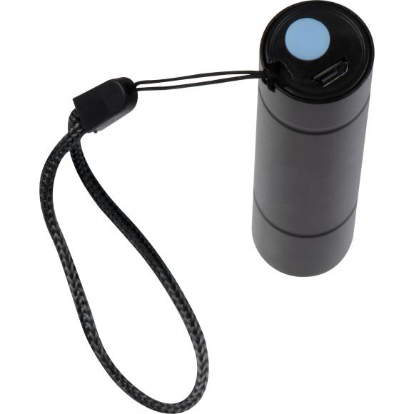 Taschenlampe mit Akku mit Namensgravur - mit seitlichen COB Licht - schwarz