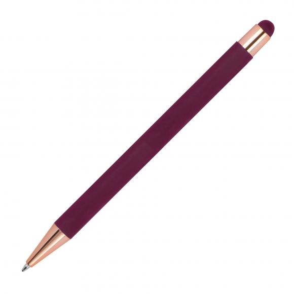 Touchpen Kugelschreiber mit Gravur / aus Metall / Farbe: rosegold-bordeaux