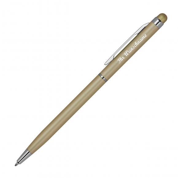 Touchpen Kugelschreiber mit Namensgravur - schlankes design - Farbe: gold