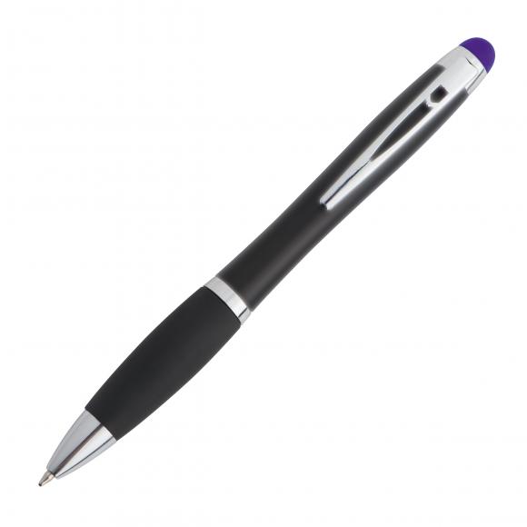 Touchpen Leucht-Kugelschreiber mit Namensgravur - Farbe: schwarz-violett