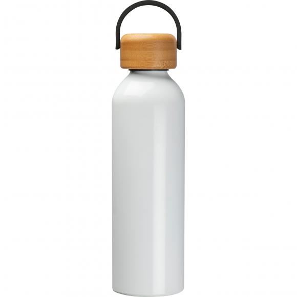 Trinkflasche aus recyceltem Aluminium mit Gravur / 600 ml / Farbe: weiß
