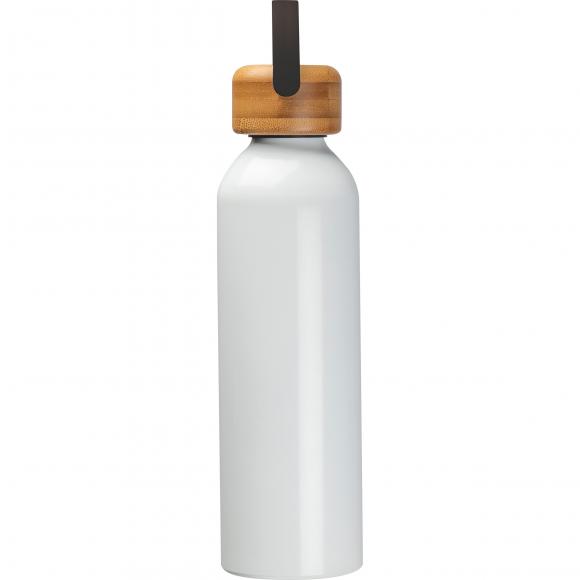 Trinkflasche aus recyceltem Aluminium mit Gravur / 600 ml / Farbe: weiß