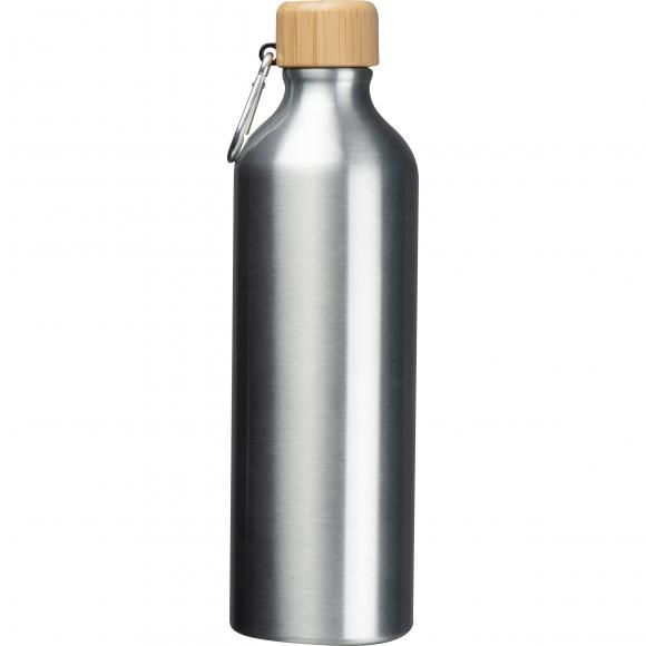 Trinkflasche aus recyceltem Aluminium mit Gravur / 750 ml / Farbe: silbergrau